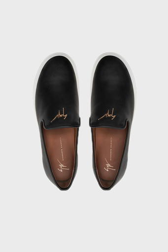 Giuseppe Zanotti Logolu Hakiki Deri Kalın Tabanlı Loafer Erkek Ayakkabı EU40011-013 SİYAH - 4
