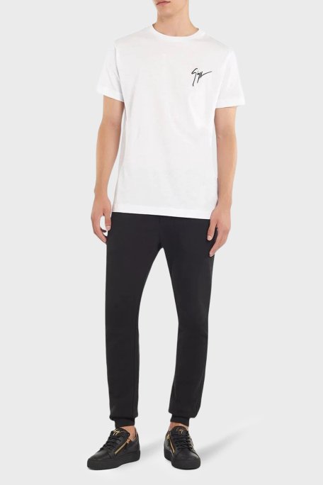 Giuseppe Zanotti Logolu Pamuklu Regular Fit Bisiklet Yaka Erkek T Shirt IRU0007-002 BEYAZ - 2