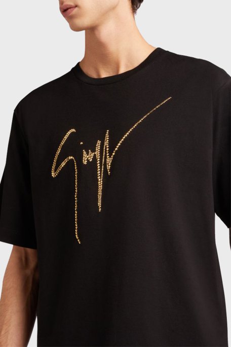 Giuseppe Zanotti Taş Logolu Pamuklu Regular Fit Erkek T Shirt IRU2003-001 SİYAH - 9