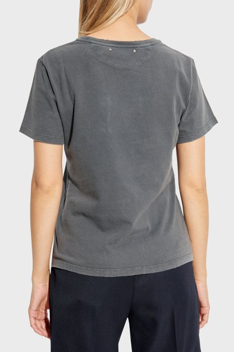 Golden Goose % 100 Pamuk Slim Fit Bisiklet Yaka Bayan T Shirt GWP01221.P000671.60318 ANTRASİT - 3