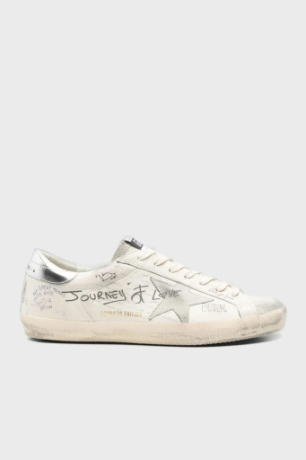 Golden Goose Deri Eskitme Detaylı Sneaker Erkek Ayakkabı GMF00101.F006889.10273 BEYAZ - 1