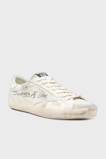 Golden Goose Deri Eskitme Detaylı Sneaker Erkek Ayakkabı GMF00101.F006889.10273 BEYAZ - 2