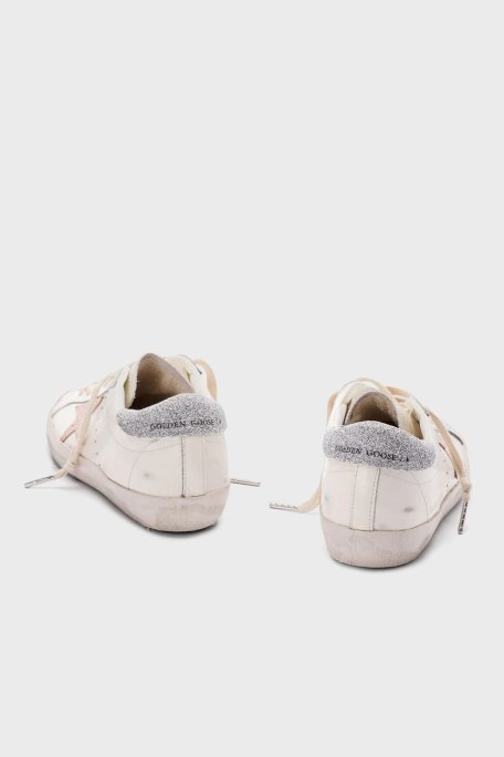 Golden Goose Hakiki Deri Logolu Sim ve Taş Detaylı Sneaker Bayan Ayakkabı GWF00101.F006884.12172 BEYAZ-GÜMÜŞ - 3