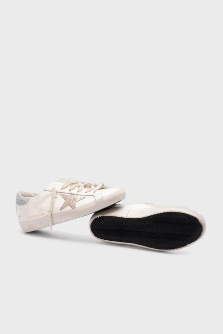 Golden Goose Hakiki Deri Logolu Sim ve Taş Detaylı Sneaker Bayan Ayakkabı GWF00101.F006884.12172 BEYAZ-GÜMÜŞ - 5