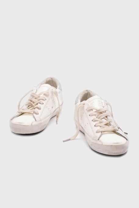 Golden Goose Hakiki Deri Logolu Sim ve Taş Detaylı Sneaker Bayan Ayakkabı GWF00101.F006884.12172 BEYAZ-GÜMÜŞ - 7