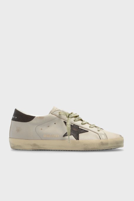 Golden Goose Logolu Hakiki Deri Sneaker Bayan Ayakkabı GWF00101.F006197.70311 GRİ - 1