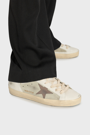 Golden Goose - Golden Goose Logolu Hakiki Deri Sneaker Bayan Ayakkabı GWF00103.F006828.12174 BEYAZ-HAKİ (1)