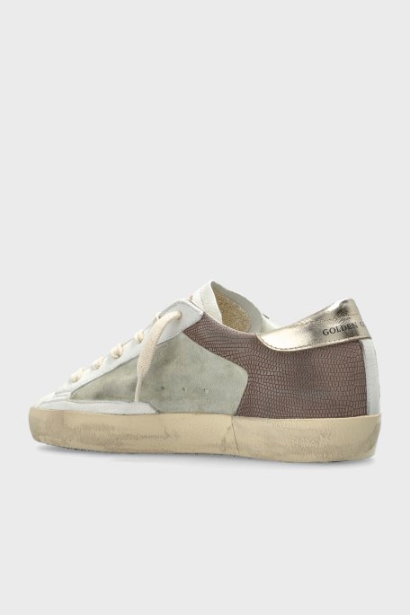 Golden Goose Logolu Hakiki Deri Sneaker Bayan Ayakkabı GWF00103.F006828.12174 BEYAZ-HAKİ - 4