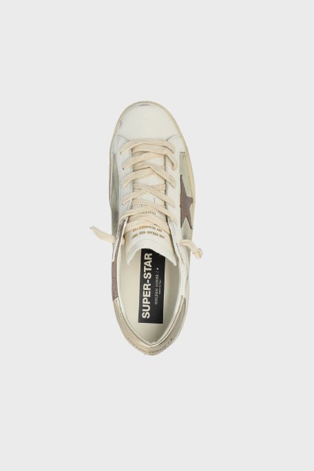 Golden Goose Logolu Hakiki Deri Sneaker Bayan Ayakkabı GWF00103.F006828.12174 BEYAZ-HAKİ - 5