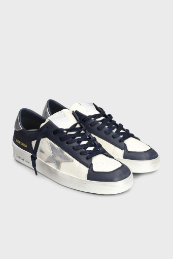 Golden Goose Logolu Hakiki Deri Sneaker Erkek Ayakkabı GMF00333.F006910.82874 BEYAZ-LACİVERT - 8