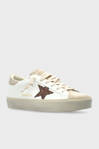 Golden Goose Logolu Parlak Taşlı Hakiki Deri Senaker Bayan Ayakkabı GWF00118.F006847.10318 BEYAZ - 8
