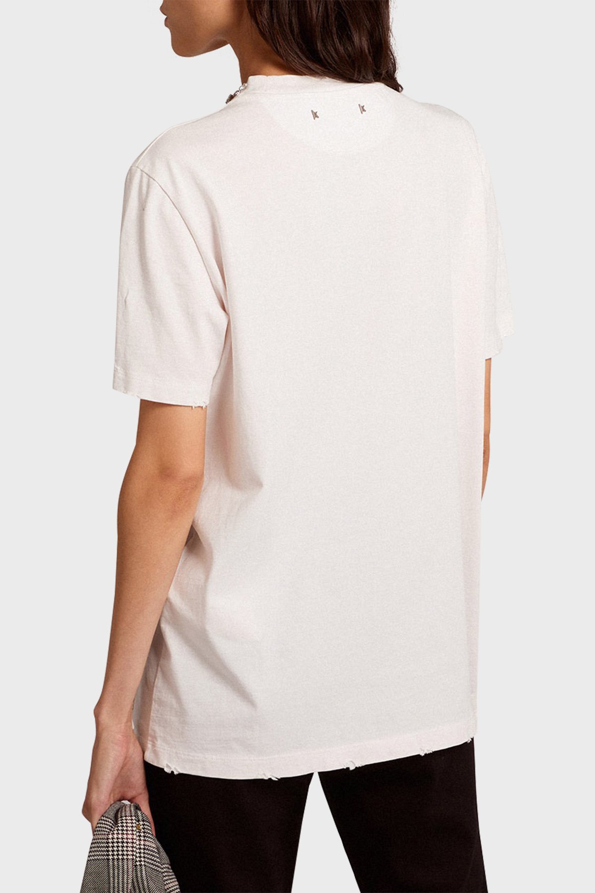 Tシャツ・カットソー Golden  TSHIRT (GWP01220P000673) Women's white T-shirt with cabochon crystals