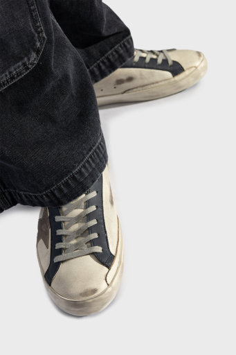 Golden Goose Vintage Deri Sneaker Erkek Ayakkabı GMF00103.F006902.82869 BEYAZ-LACİVERT - 2