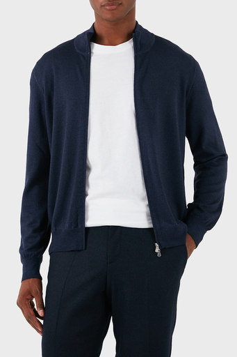 Gran Sasso % 100 Yün Regular Fit Fermuarlı Dik Yaka Erkek Hırka 55144 22792 905 LACİVERT - 1