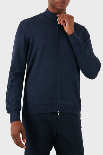 Gran Sasso % 100 Yün Regular Fit Fermuarlı Dik Yaka Erkek Hırka 55144 22792 905 LACİVERT - 4