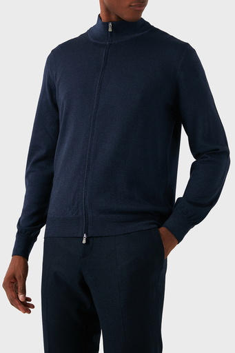 Gran Sasso % 100 Yün Regular Fit Fermuarlı Dik Yaka Erkek Hırka 55144 22792 905 LACİVERT - 5