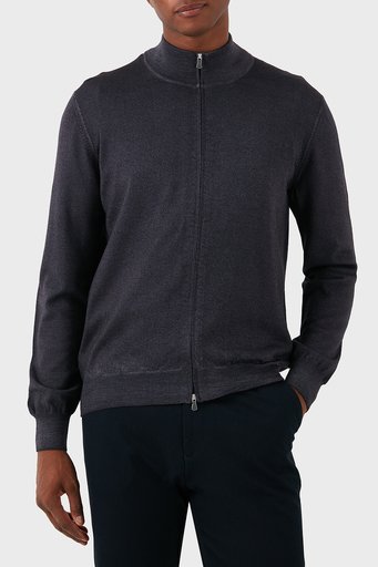 Gran Sasso % 100 Yün Regular Fit Fermuarlı Dik Yaka Erkek Hırka 55144 22792 914 ANTRASİT - 1