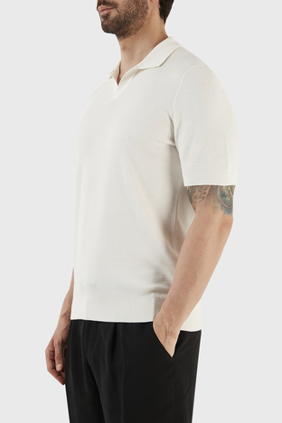 Gran Sasso - Gran Sasso İpek ve Pamuk Karışımlı Regular Fit Erkek Polo T Shirt 43171 16221 002 BEYAZ (1)