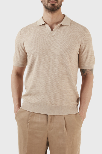 Gran Sasso İpek ve Pamuk Karışımlı Regular Fit Erkek Polo T Shirt 43171 16221 112 BEJ - 1
