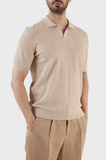Gran Sasso İpek ve Pamuk Karışımlı Regular Fit Erkek Polo T Shirt 43171 16221 112 BEJ - 2