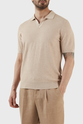 Gran Sasso İpek ve Pamuk Karışımlı Regular Fit Erkek Polo T Shirt 43171 16221 112 BEJ - 3