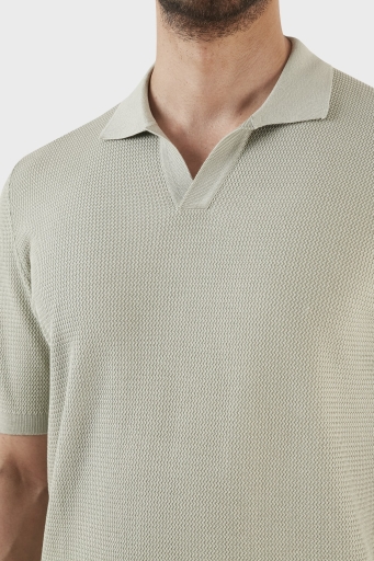 Gran Sasso İpek ve Pamuk Karışımlı Regular Fit Erkek Polo T Shirt 43171 16221 412 MİNT - 5