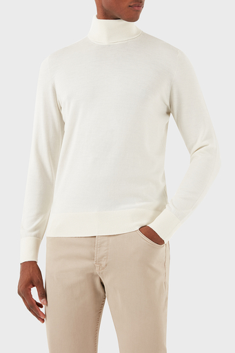 Gran Sasso Yün Karışımlı Slim Fit Balıkçı Yaka Erkek Kazak 54131 14190 005 EKRU - 3