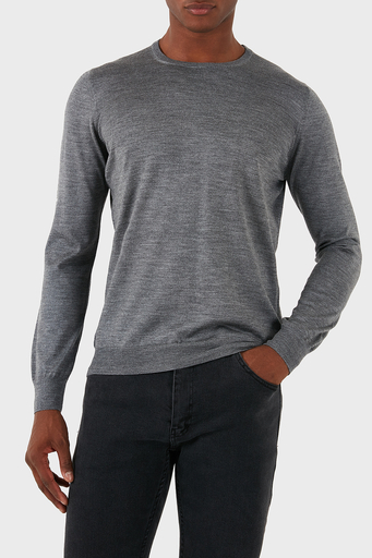 Gran Sasso Yün Karışımlı Slim Fit Bisiklet Yaka Erkek Kazak 57167 13190 071 KOYU GRİ - 1