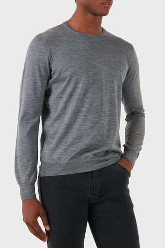 Gran Sasso Yün Karışımlı Slim Fit Bisiklet Yaka Erkek Kazak 57167 13190 071 KOYU GRİ - 3