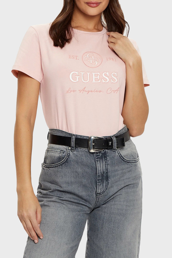 Guess 4G Ss Pamuklu Jarse Regular Fit Logolu V5RI05J1314 Bayan T Shirt V5RI05 J1314 G66B PUDRA - 1