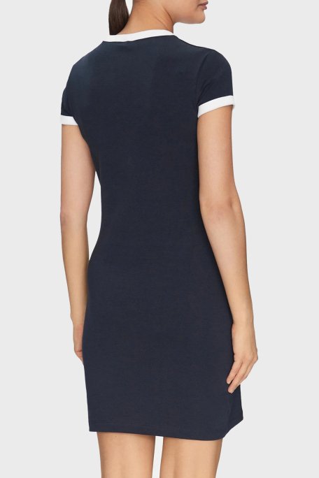 Guess Active Streç Pamuklu Slim Fit Logolu Mini V5GK02KCQX1 Bayan Elbise V5GK02 KCQX1 A71W LACİVERT-BEYAZ - 7