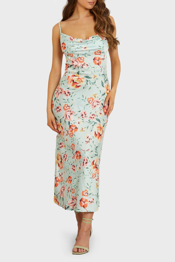 Guess Akilina Slim Fit İp Askılı Uzun Saten W3GK85WD8G2 Bayan Elbise W3GK85 WD8G2 P7NG YEŞİL - 5