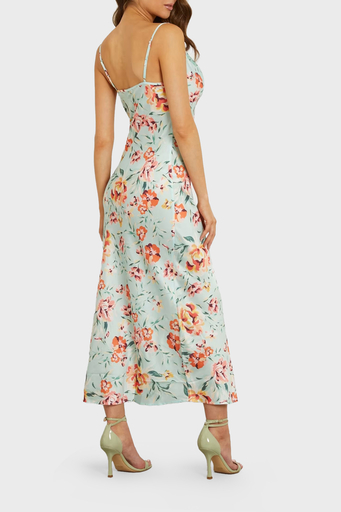 Guess Akilina Slim Fit İp Askılı Uzun Saten W3GK85WD8G2 Bayan Elbise W3GK85 WD8G2 P7NG YEŞİL - 6