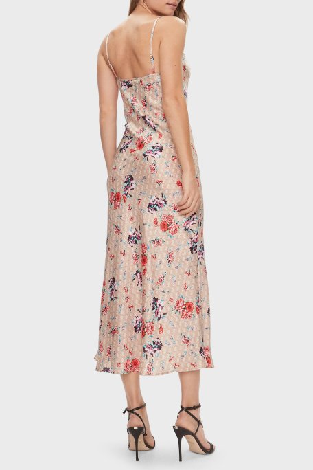 Guess Akilina Slim Fit İp Askılı Uzun Saten W3GK85 WD8G2 Bayan Elbise W3GK85WD8G2 P1FI BEJ - 3