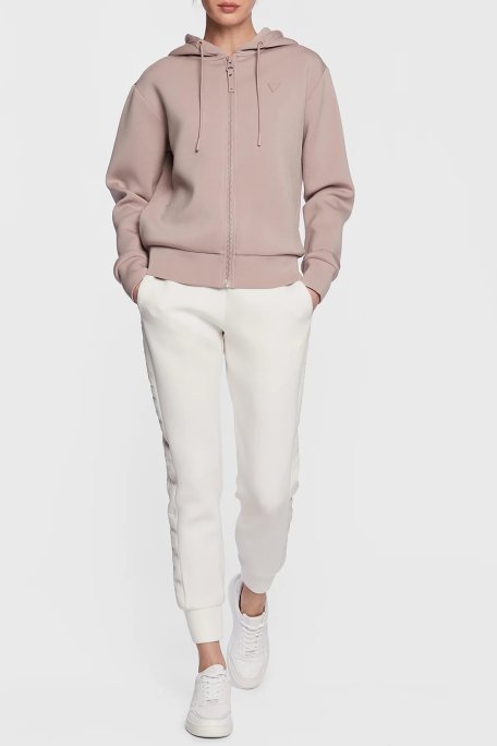 Guess Allie Regular Fit Fermuarlı Kapüşonlu Scuba Bayan Sweat V3RQ11K7UW2 G4Q9 PUDRA - 2