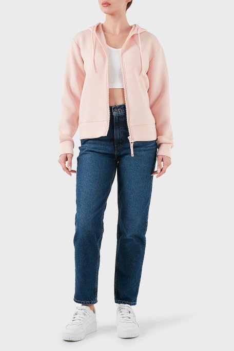 Guess Allie Regular Fit Kapüşonlu Arkası Üçgen Logolu V3RQ11K7UW2 Bayan Sweat V3RQ11 K7UW2 G6O1 PUDRA - 2