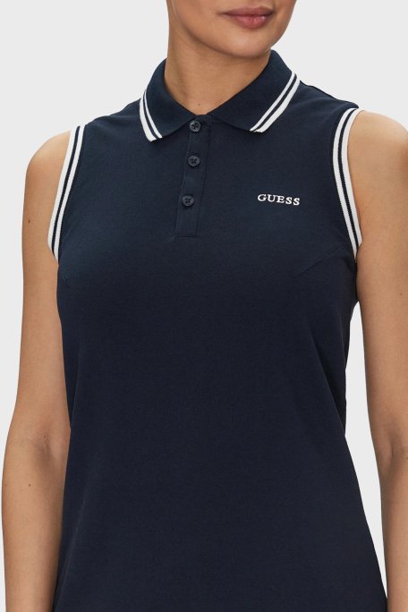 Guess Amaryllis Pamuklu Regular Fit Polo Yaka Mini V5GK04KCOK1 Bayan Elbise V5GK04 KCOK1 A71W LACİVERT - 4
