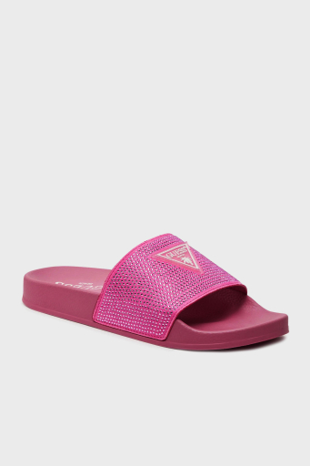 Guess Beach Taşlı Üçgen Logolu Plaj E4GZ25BB00F Bayan Terlik E4GZ25 BB00F G4D6 FUŞYA - 2