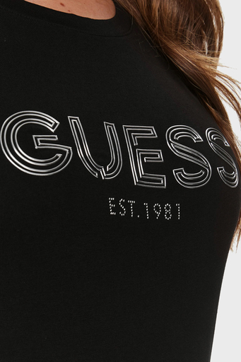 Guess Bold Logo Pamuklu Slim Fit Bisiklet Yaka W4RI29J1314JBLK Bayan T Shirt W4RI29J1314 JBLK SİYAH - 5