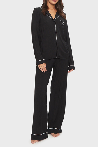 Guess Carlyn Regular Fit Düğmeli O4BX07KCIN2 Bayan Pijama Takımı O4BX07 KCIN2 JBLK SİYAH - 1