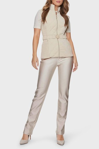 Guess Cassandra Slim Fit Dik Yaka Kemerli W4RN21 WFWR0 Bayan Yelek W4RN21WFWR0 G1F7 EKRU - 3