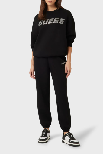 Guess Ceilia Relaxed Fit Bisiklet Yaka Taşlı Logolu V4BQ15K7UW2 Bayan Sweat V4BQ15 K7UW2 JBLK SİYAH - 7