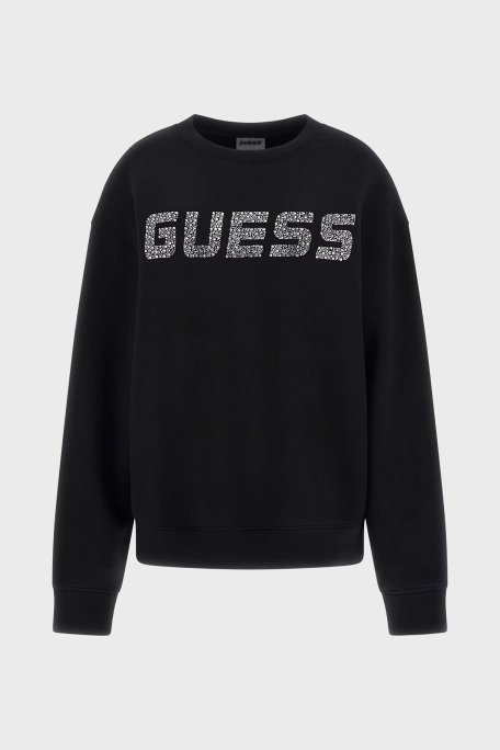 Guess Ceilia Relaxed Fit Bisiklet Yaka Taşlı Logolu V4BQ15K7UW2 Bayan Sweat V4BQ15 K7UW2 JBLK SİYAH - 5