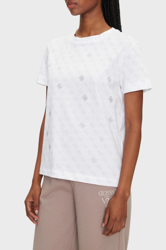 Guess Chrysanta Tamamı 4G Logolu Pamuklu Regular Fit V5GI16I3Z14 Bayan T Shirt V5GI16 I3Z14 P0JE BEYAZ - 1