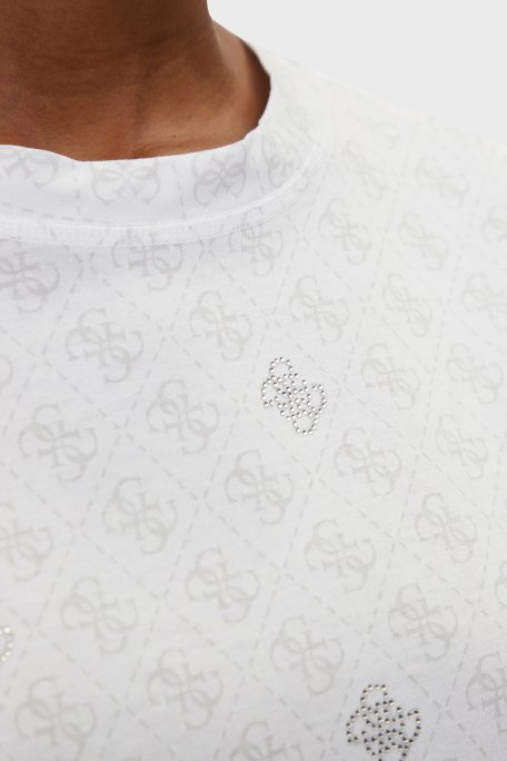 Guess Chrysanta Tamamı 4G Logolu Pamuklu Regular Fit V5GI16I3Z14 Bayan T Shirt V5GI16 I3Z14 P0JE BEYAZ - 10