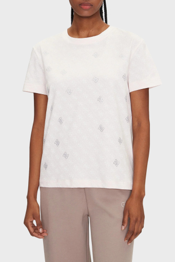 Guess Chrysanta Tamamı 4G Logolu Pamuklu Regular Fit V5GI16I3Z14P Bayan T Shirt V5GI16 I3Z14P 6FF AÇIK PEMBE - 1