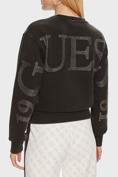 Guess Cn Big % 100 Pamuk Regular Fit Bisiklet Yaka Taşlı W4YQ17KC8I0 Bayan Sweat W4YQ17 KC8I0 JBLK SİYAH - 3