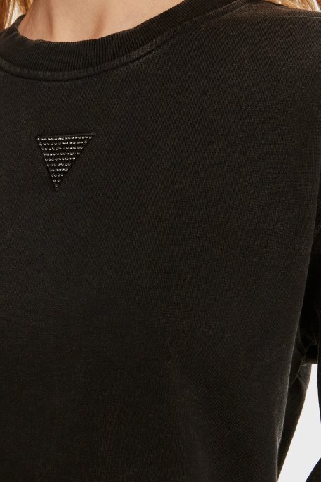 Guess Cn Big % 100 Pamuk Regular Fit Bisiklet Yaka Taşlı W4YQ17KC8I0 Bayan Sweat W4YQ17 KC8I0 JBLK SİYAH - 4