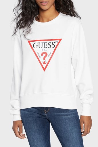 Guess Cn Original Pamuklu Regular Fit Bisiklet Yaka W2YQ16KBA10G011 Bayan Sweat W2YQ16 KBA10 G011 BEYAZ - 1