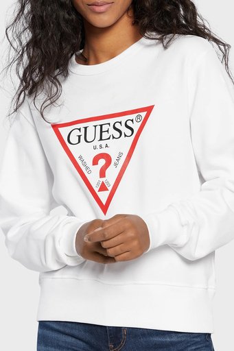 Guess Cn Original Pamuklu Regular Fit Bisiklet Yaka W2YQ16KBA10G011 Bayan Sweat W2YQ16 KBA10 G011 BEYAZ - 4